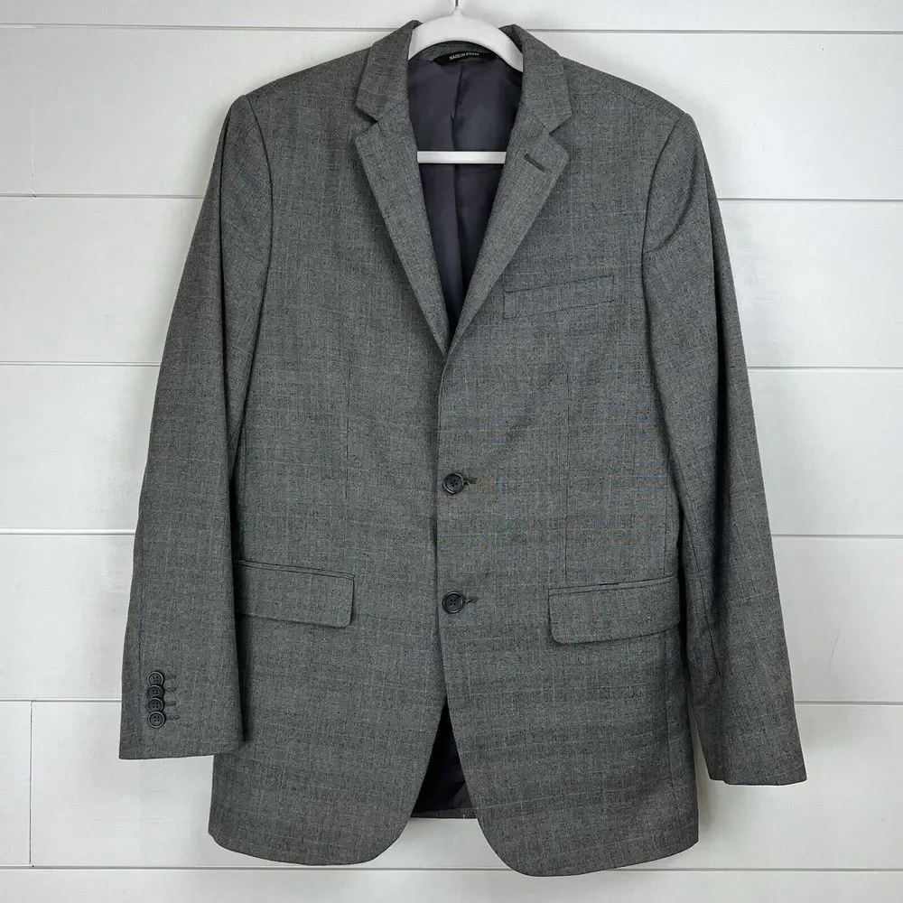 Banana Republic Blazer Jacket Glen Charcoal Men 38R Tailored‎ Slim